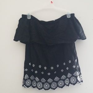Never Worn Black and White Off the Shoulder Top